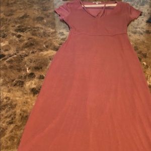 Mauve colored mid open back cotton dress